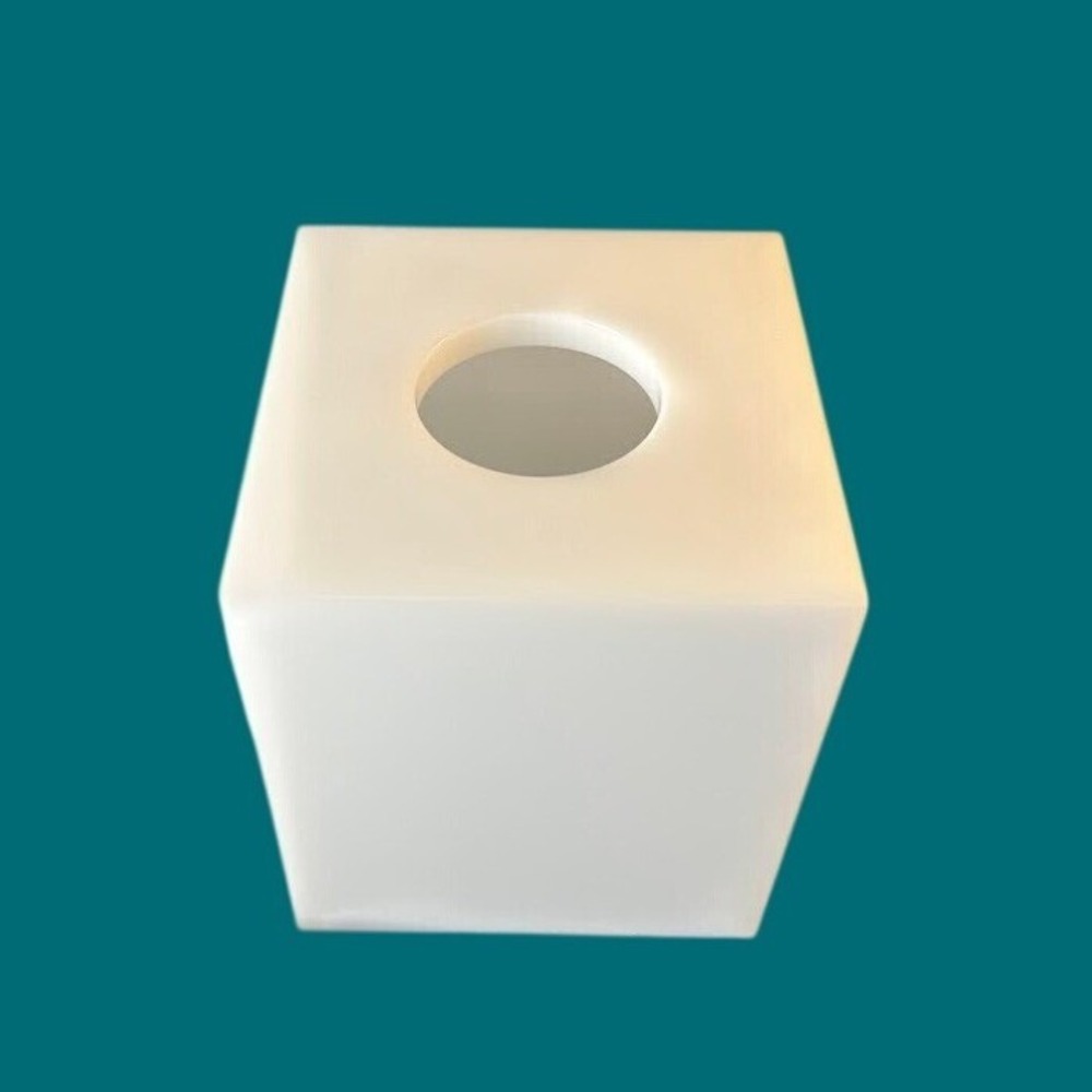 Mike + Ally NYC White Lucite Ice Tissue Box Cover Boutique Luxe Minimalist